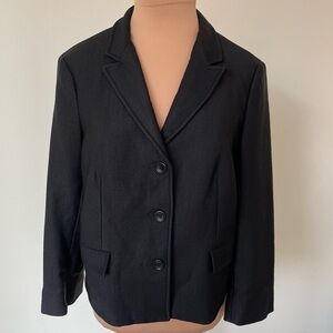 Ter et Bantine Black Wool Blend Woven Textured 3/4 Sleeve Blazer EUC IT 44/US 8